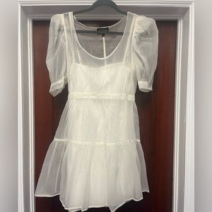 Off white puff sleeve babydoll dress
